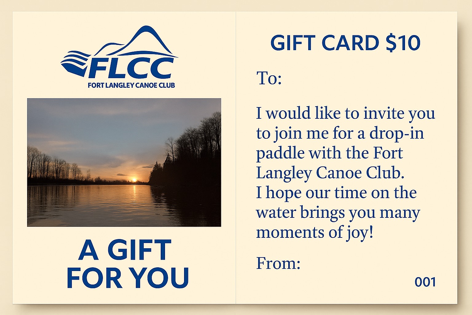 Drop-in Gift Card